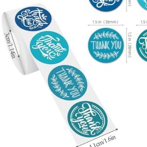 Thank You Sticker Labels 500 labels on roll. 1.5”x1.5” NWT Perfect for business